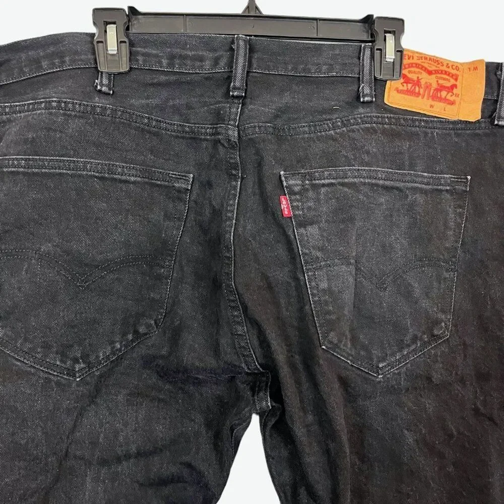 Levis Levi Strauss 501 Mens Black Button Fly Red Tab Straight Leg Jeans 40 x 30